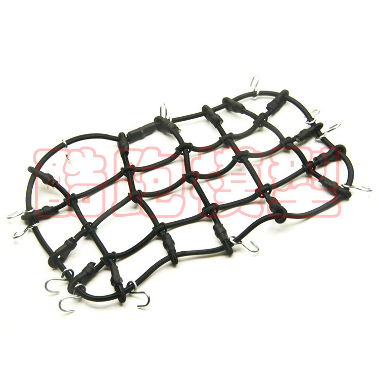 1:10 méretarányú RC mászó autó tetőcsomagtartó hálóval, gumírozott kötél, Cool Running model