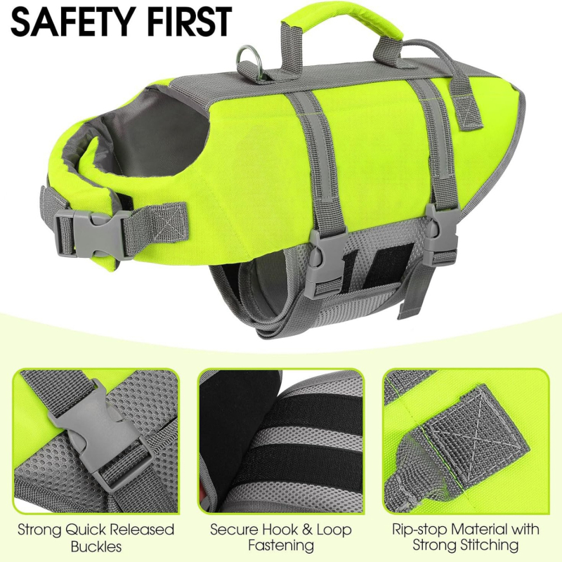 Prsluk za pse za plivanje s visokom plovnosti, reflektirajuće trake, poliester, Mocico, stil Leisure