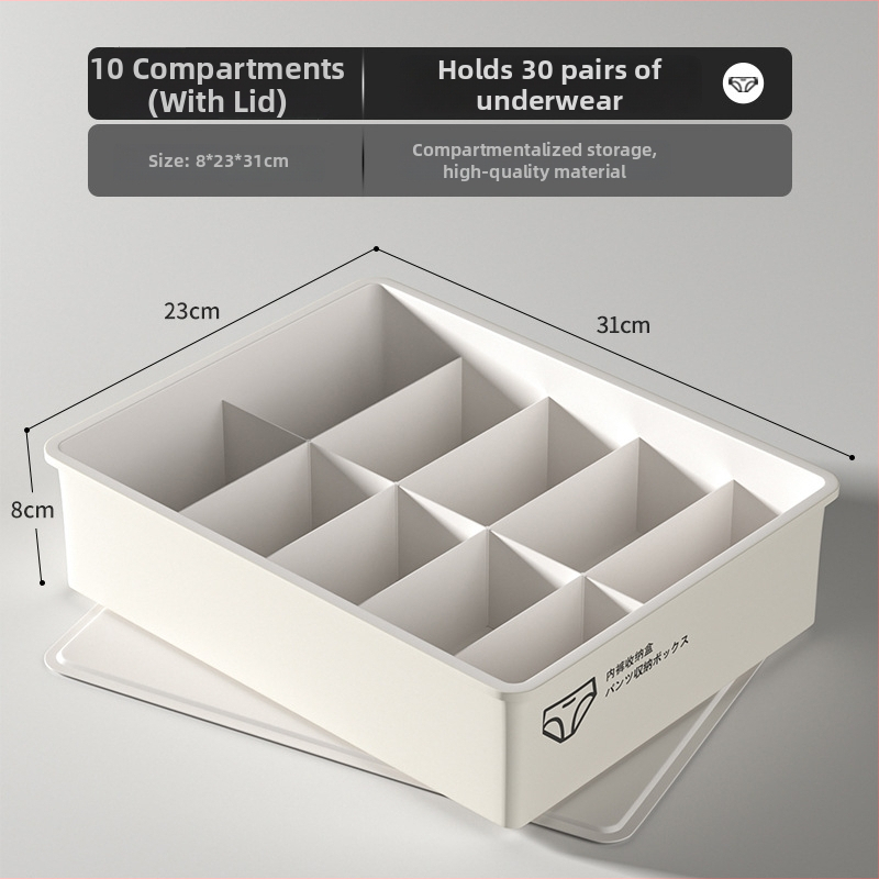 Kutija za skladištenje donjeg rublja s pregradama – PP plastika, 12L, model 001, za čarape, grudnjake i odjeću