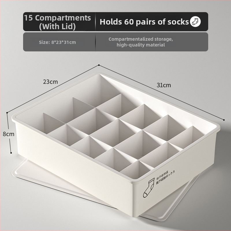 Kutija za skladištenje donjeg rublja s pregradama – PP plastika, 12L, model 001, za čarape, grudnjake i odjeću