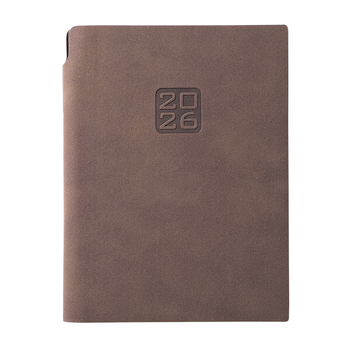 Дневник 2026: календар график, корица от имитация кожа, подвързване във формат French fold, Dowling хартия, 300–400 страници, Nine Thousand Years