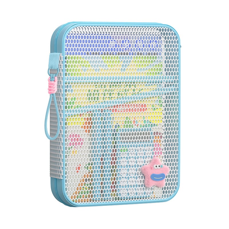 New Year mrežasta torbica za dokumente sa zatvaračem, dizajn crtić, za školske i uredske potrepštine