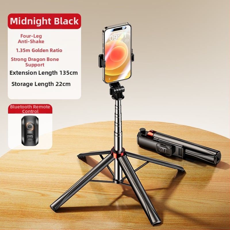 Телескопична неръждаема стоманена селфи стика с дистанционно управление, вградена подсветка и Bluetooth, за селфи и лайвстрийм.