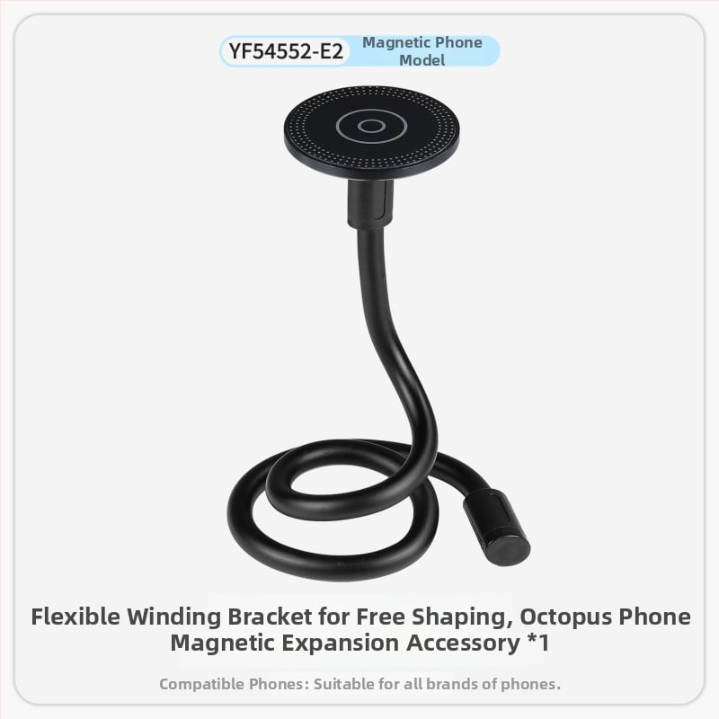 Гъвкав държач за селфи с магнит и 1/4 адаптер за екшън камера или смартфон — алуминиево-силиконова конструкция, универсално монтиране