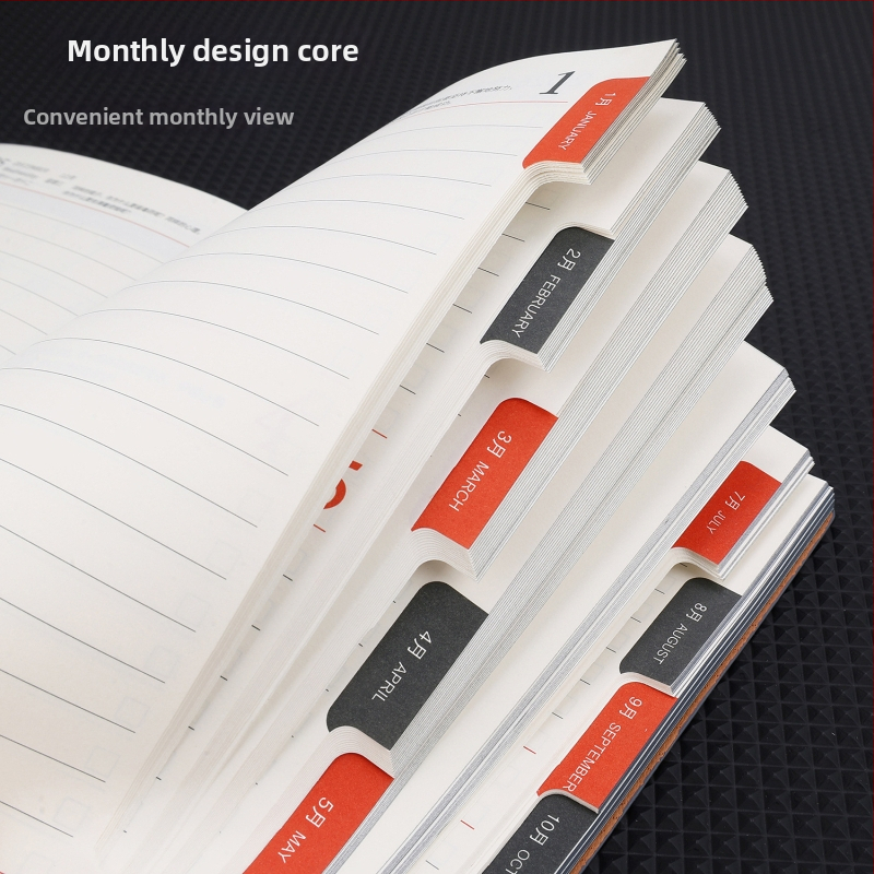 Блокнот Gold School – PU обложка, шиено подвързване, Dowling хартия, 80 г/м², 300–400 страници, 365-дневен планер