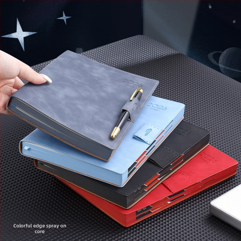 Блокнот Gold School – PU обложка, шиено подвързване, Dowling хартия, 80 г/м², 300–400 страници, 365-дневен планер