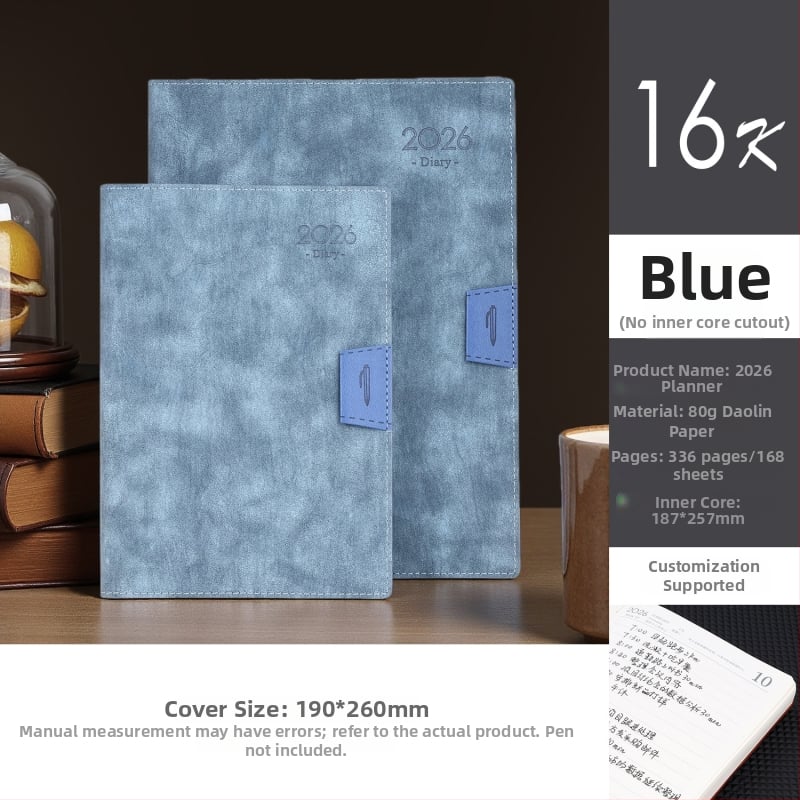 Блокнот Gold School – PU обложка, шиено подвързване, Dowling хартия, 80 г/м², 300–400 страници, 365-дневен планер