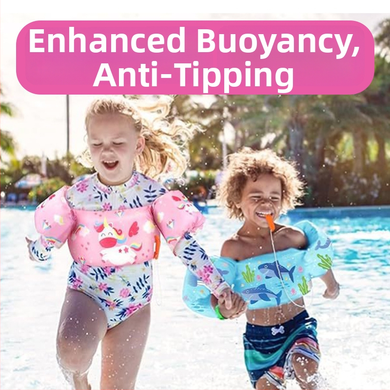 Detský plávací vest s penovou náplňou a manžetami na ruky – polyesterová látka