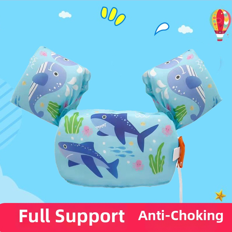 Detský plávací vest s penovou náplňou a manžetami na ruky – polyesterová látka