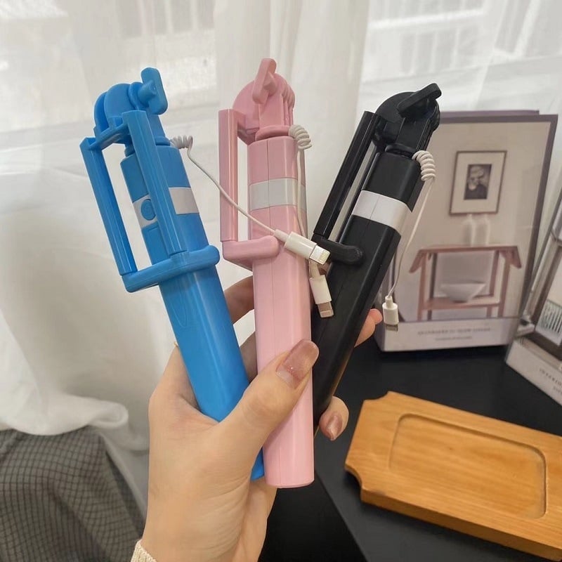 CL02 стоманена телескопична селфи пръчка със кабелен контрол, Android интерфейс 3.5-Type-C