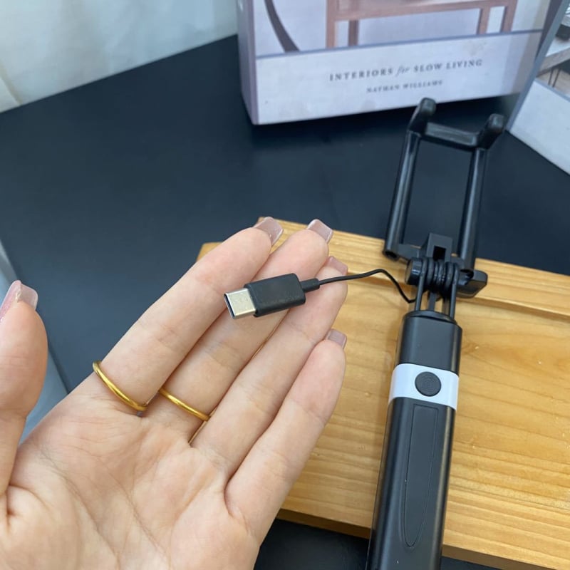 CL02 стоманена телескопична селфи пръчка със кабелен контрол, Android интерфейс 3.5-Type-C