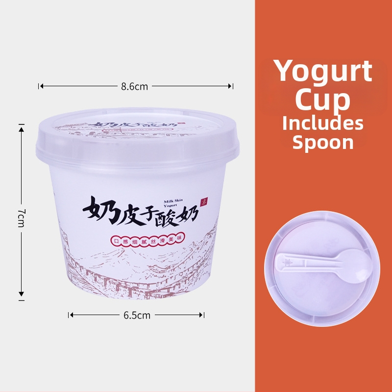 Cupe de iaurt din plastic PP, de unică folosință, cu serigrafie, capac acoperit, imprimare logo, Stiluri 1-4