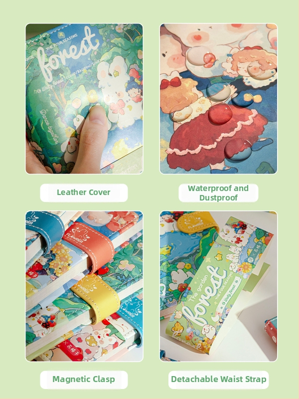 Бележник Moonlight Garden със сшита подвързия, хартия от сурова дървесна целулоза, тегло на хартията 40 g, бизнес офис стил