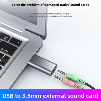 USB vanjska zvučna kartica s dvostrukim 3,5 mm priključcima (slušalice + mikrofon), bez upravljačkih programa, kompatibilna s desktopom, prijenosnim računalom i PS4
