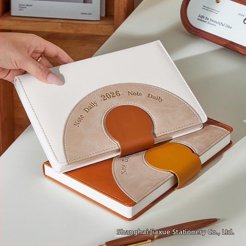 2026 график бележник - ръководство за управление на времето и дневник, подвързан с конец, PU корица, Dowling хартия, 80 г/м2, 300–400 страници