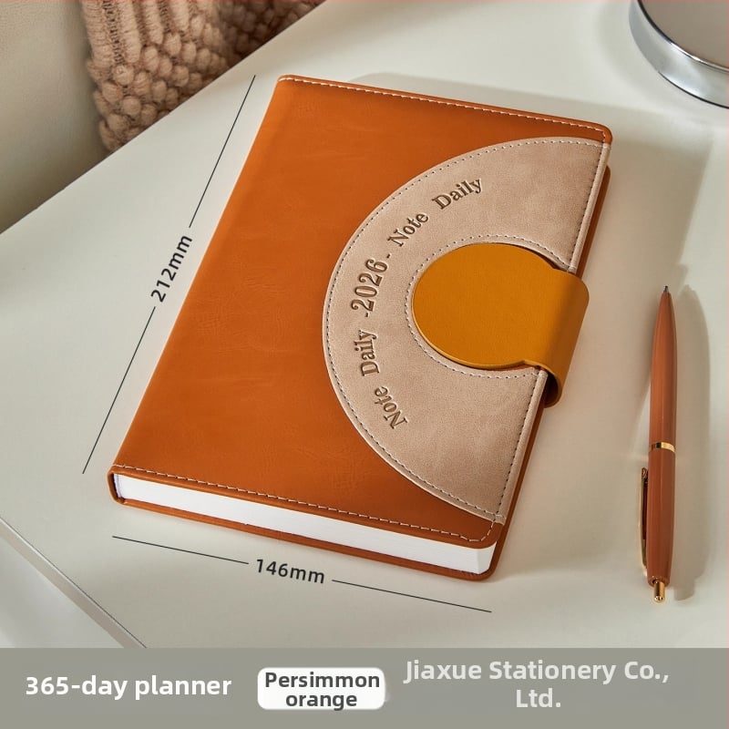 2026 график бележник - ръководство за управление на времето и дневник, подвързан с конец, PU корица, Dowling хартия, 80 г/м2, 300–400 страници