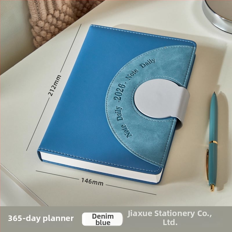 2026 график бележник - ръководство за управление на времето и дневник, подвързан с конец, PU корица, Dowling хартия, 80 г/м2, 300–400 страници