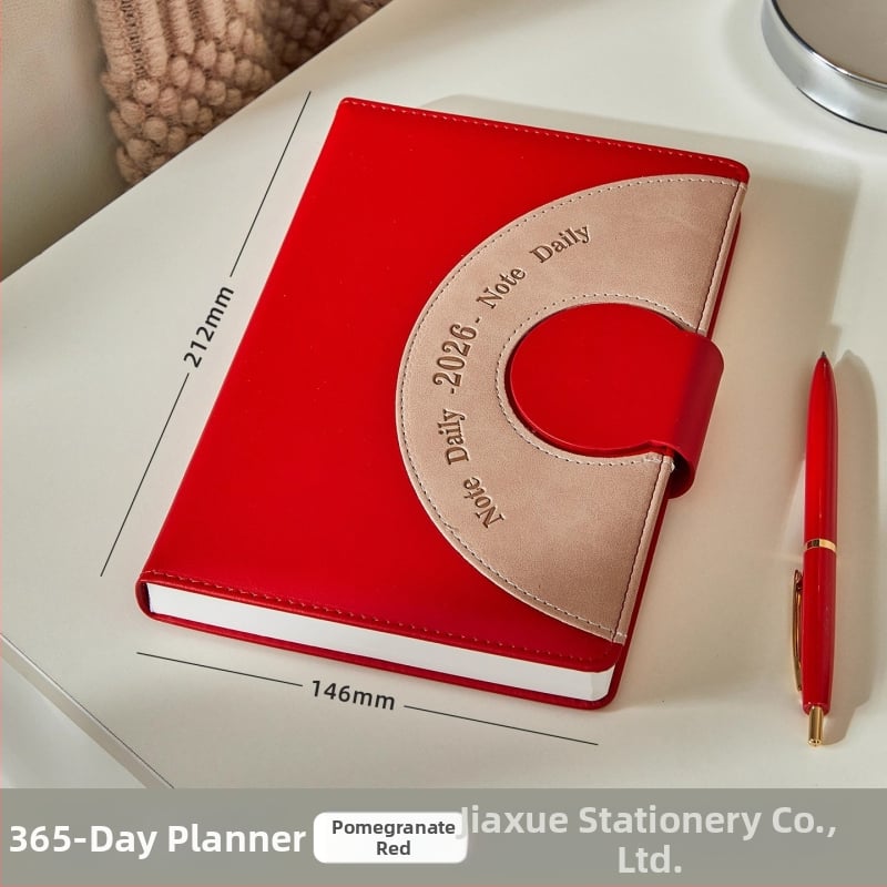 2026 график бележник - ръководство за управление на времето и дневник, подвързан с конец, PU корица, Dowling хартия, 80 г/м2, 300–400 страници