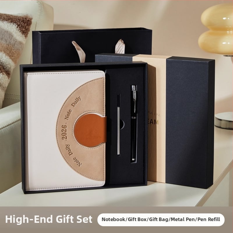 2026 график бележник - ръководство за управление на времето и дневник, подвързан с конец, PU корица, Dowling хартия, 80 г/м2, 300–400 страници