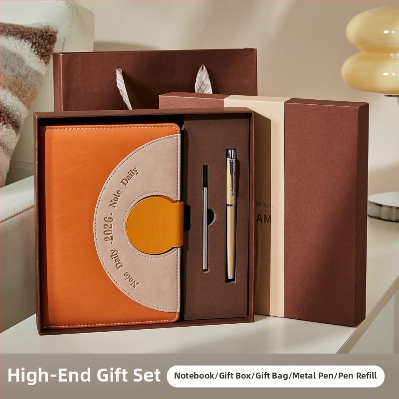 2026 график бележник - ръководство за управление на времето и дневник, подвързан с конец, PU корица, Dowling хартия, 80 г/м2, 300–400 страници