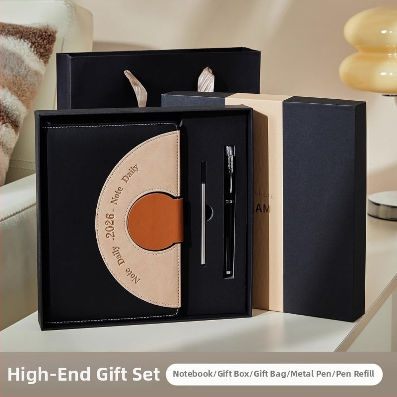 2026 график бележник - ръководство за управление на времето и дневник, подвързан с конец, PU корица, Dowling хартия, 80 г/м2, 300–400 страници