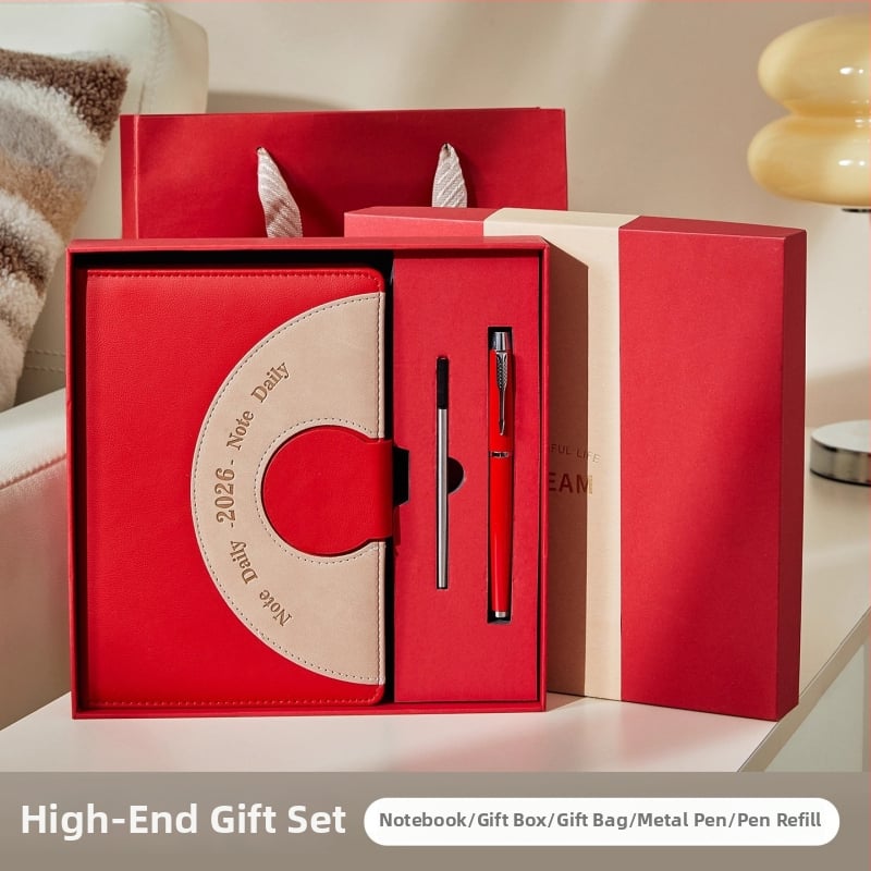 2026 график бележник - ръководство за управление на времето и дневник, подвързан с конец, PU корица, Dowling хартия, 80 г/м2, 300–400 страници