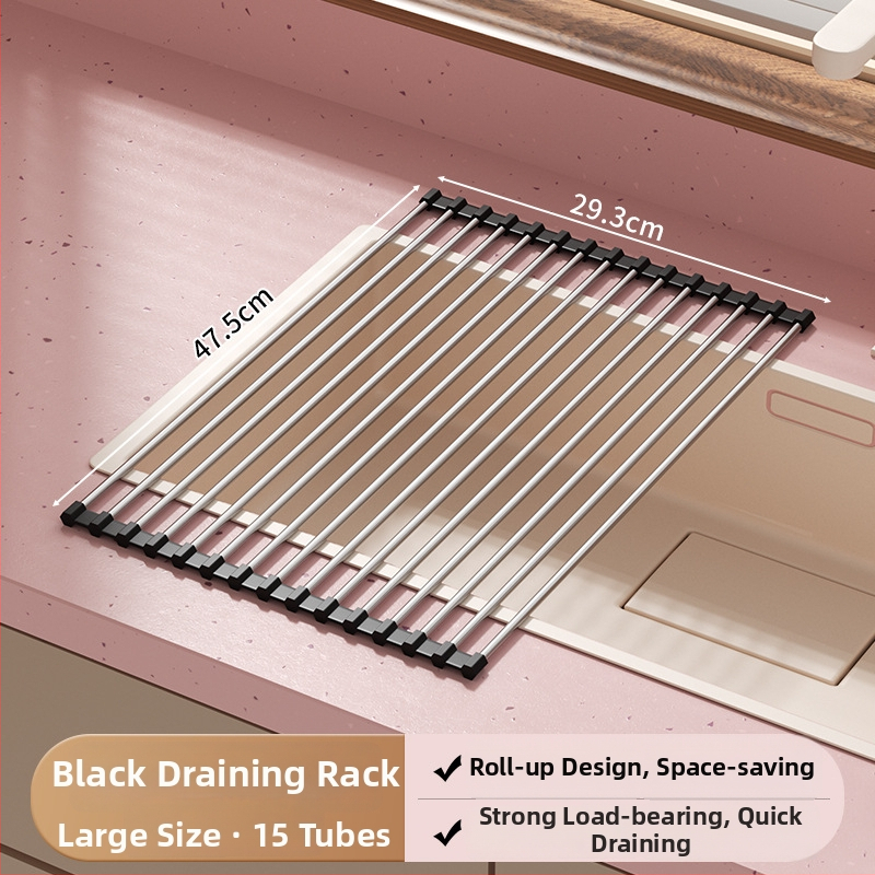 Sklopivi stalak za suđe od nehrđajućeg čelika sa silikonskim odvodnim pladnjem — Jia Zhi Wang Drain Rack
