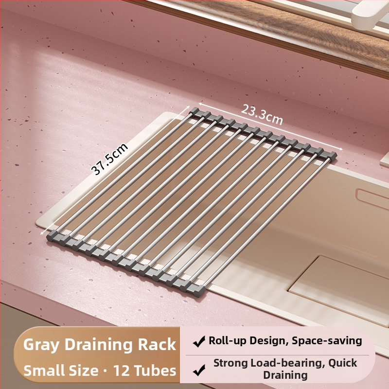 Sklopivi stalak za suđe od nehrđajućeg čelika sa silikonskim odvodnim pladnjem — Jia Zhi Wang Drain Rack