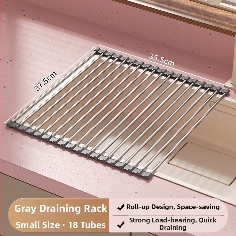 Sklopivi stalak za suđe od nehrđajućeg čelika sa silikonskim odvodnim pladnjem — Jia Zhi Wang Drain Rack