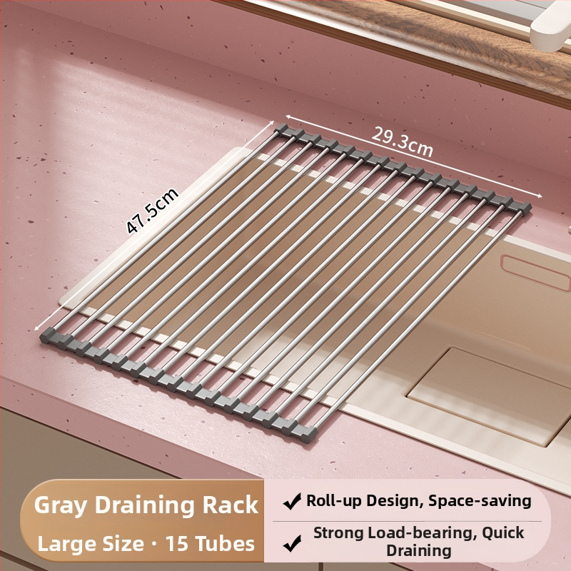 Sklopivi stalak za suđe od nehrđajućeg čelika sa silikonskim odvodnim pladnjem — Jia Zhi Wang Drain Rack