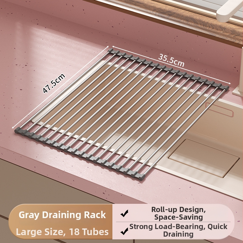 Sklopivi stalak za suđe od nehrđajućeg čelika sa silikonskim odvodnim pladnjem — Jia Zhi Wang Drain Rack