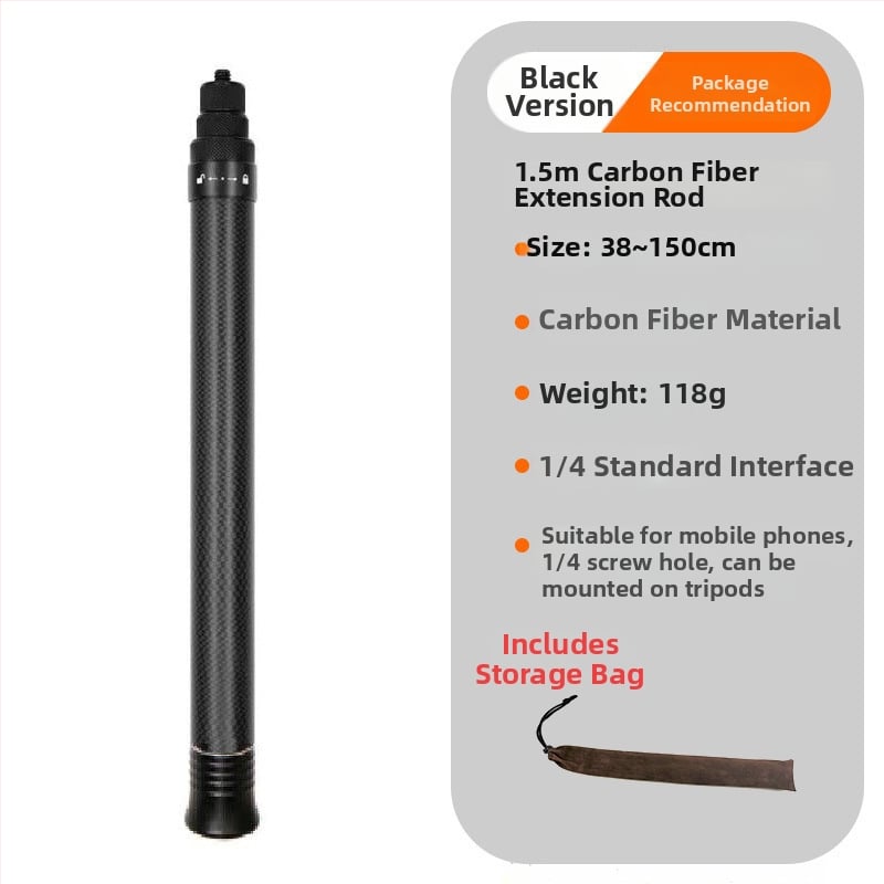 Карбонов монопод за Insta360 One X2, удължим, универсален дизайн, персонализируем