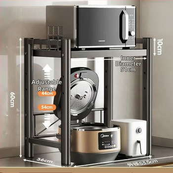 Kuchynský stojan na mikrovlnnú rúru s vysúvateľným teleskopickým stolom, z nehrdzavejúcej ocele, značky Hong le, model Storage rack, vyrobené podľa výkresov, štýl moderná jednoduchosť