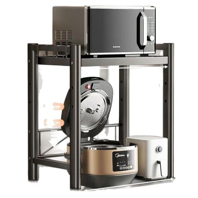 Kuchynský stojan na mikrovlnnú rúru s vysúvateľným teleskopickým stolom, z nehrdzavejúcej ocele, značky Hong le, model Storage rack, vyrobené podľa výkresov, štýl moderná jednoduchosť
