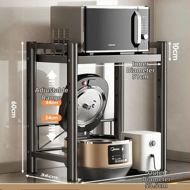 Kuchynský stojan na mikrovlnnú rúru s vysúvateľným teleskopickým stolom, z nehrdzavejúcej ocele, značky Hong le, model Storage rack, vyrobené podľa výkresov, štýl moderná jednoduchosť