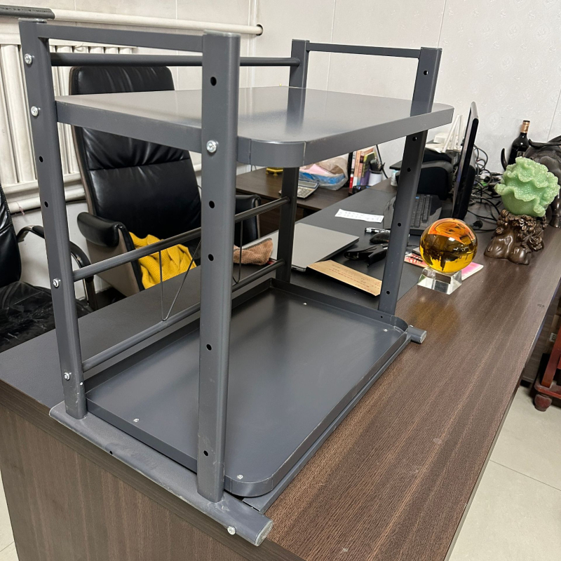 Kuchynský stojan na mikrovlnnú rúru s vysúvateľným teleskopickým stolom, z nehrdzavejúcej ocele, značky Hong le, model Storage rack, vyrobené podľa výkresov, štýl moderná jednoduchosť