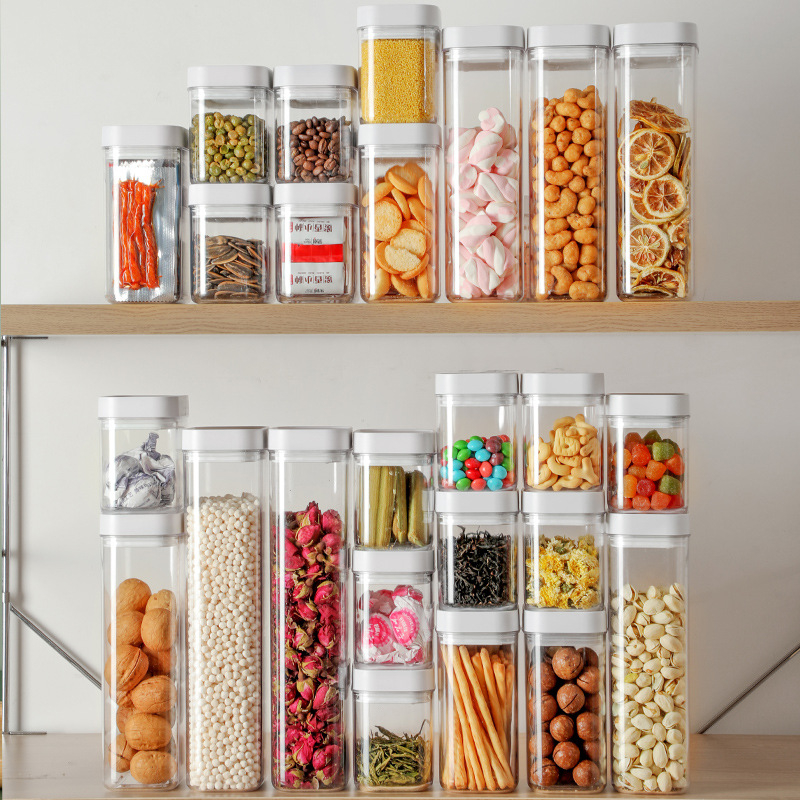 Prozirna akrilna kutija kvadratnog oblika za hranu, kapacitet 800–1000 ml, stil Light Luxury