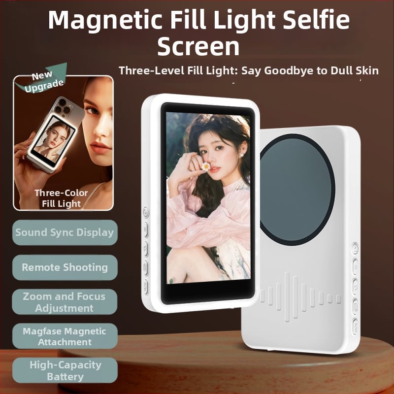 Selfie obrazovka s magnetickým vonkajším držiakom na telefón, ABS+silikón, Bluetooth diaľkové ovládanie, univerzálna kompatibilita