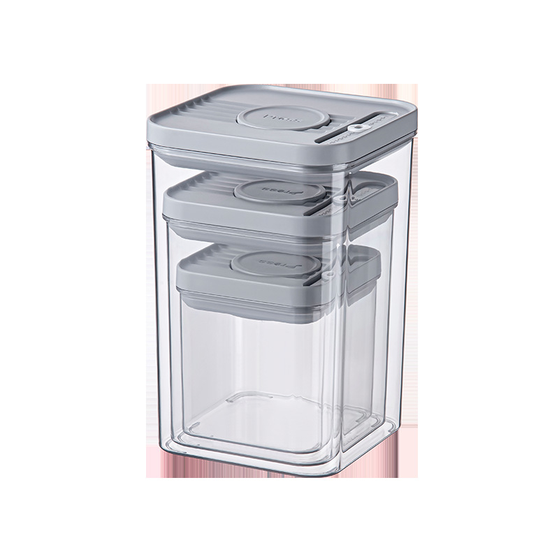 3 részes négyszögletes PET légmentesen záró konyhai tárolóedények, átlátszó, 1-2 L kapacitás, mikrohullámú sütőben nem használható
