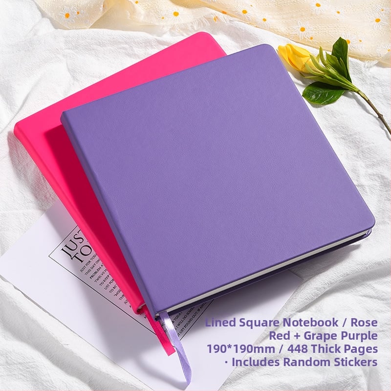 Бележник със квадратна PU корица с промяна на цвета, подвързан по тел, хартия двойно офсет, 100 g, 200–300 страници, прост стил