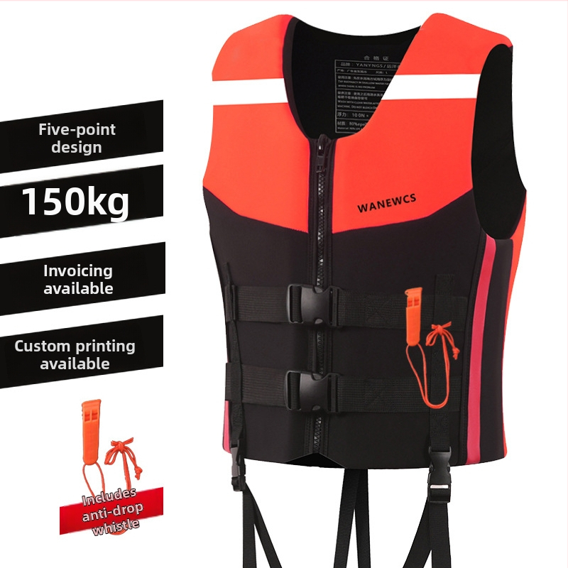 Životná vesta pre dospelých – 150 kg vztlak, model 3001, značka WANEWCS, prenosná, dostupná personalizácia, vhodná pre rybolov, driftovanie, plavbu a surfovanie
