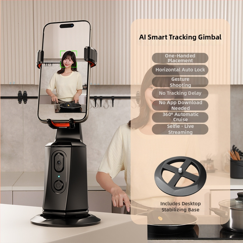 Selfie tyč so statívom a automatickým sledovaním s 360° otočením, diaľkové ovládanie, osvetlenie, Bluetooth, hliníkové telo