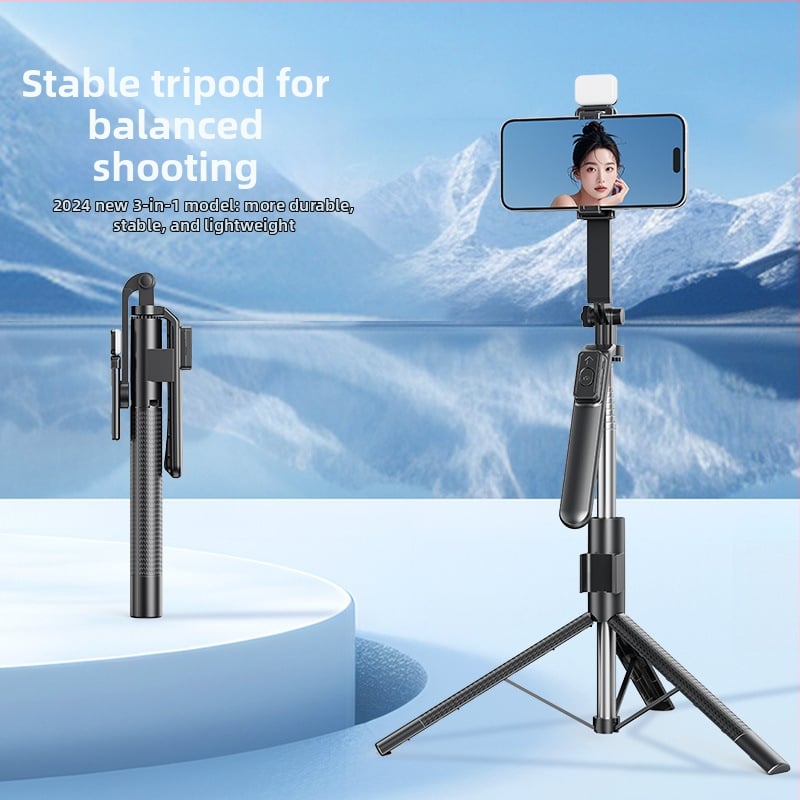 G20 алуминиева селфи стойка със стабилизация в четири крака, Bluetooth дистанционно, 360° осветление, ръчно/настолно използване