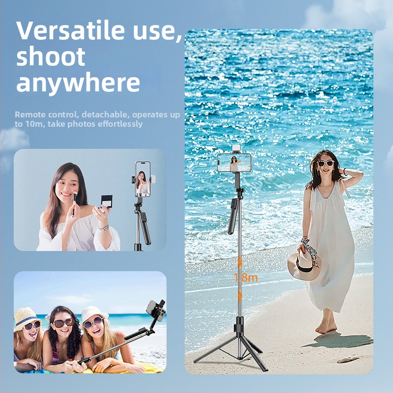 G20 алуминиева селфи стойка със стабилизация в четири крака, Bluetooth дистанционно, 360° осветление, ръчно/настолно използване
