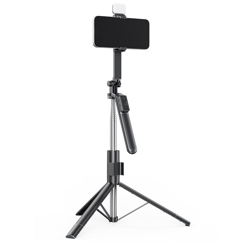 G20 алуминиева селфи стойка със стабилизация в четири крака, Bluetooth дистанционно, 360° осветление, ръчно/настолно използване