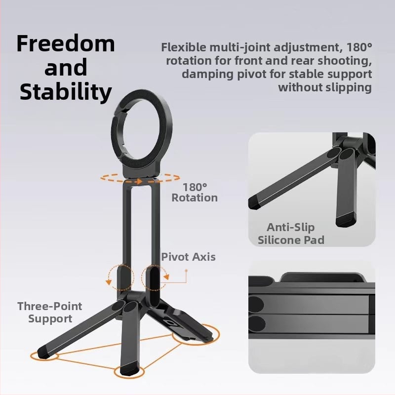 Селфи стик с държател за телефон - въртящ се, преносим, универсален, персонализируем, за пътуване и стрийминг на живо