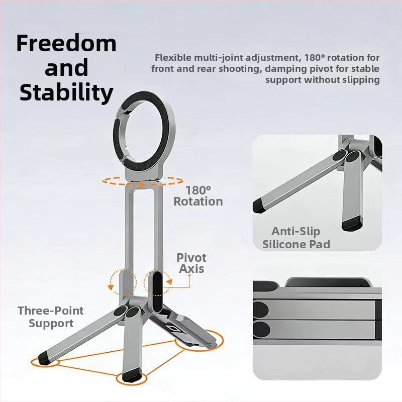 Селфи стик с държател за телефон - въртящ се, преносим, универсален, персонализируем, за пътуване и стрийминг на живо