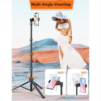 Shadowst Алуминиев подов трипод за мобилен телефон с Bluetooth и дистанционно управление, стабилизация на изображението, стойка за излъчване на живо