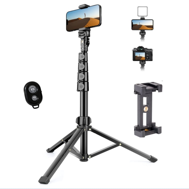 Shadowst Алуминиев подов трипод за мобилен телефон с Bluetooth и дистанционно управление, стабилизация на изображението, стойка за излъчване на живо