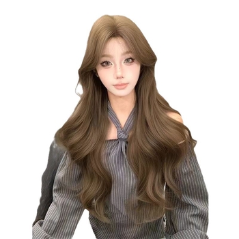 Perucă Lina wig – Păr lung buclat, acoperire completă cu bandă, stil natural, fibre din proteine, proces: jumătate tricotat manual, jumătate mecanic, poate fi vopsită